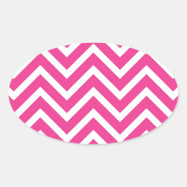 Girly Pink Zickzack Muster Ovaler Aufkleber