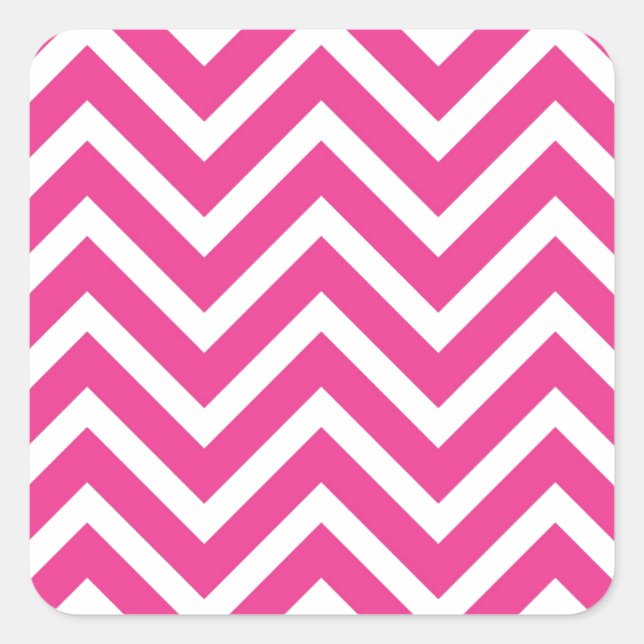 Girly Pink Zickzack Muster Quadratischer Aufkleber (Vorderseite)