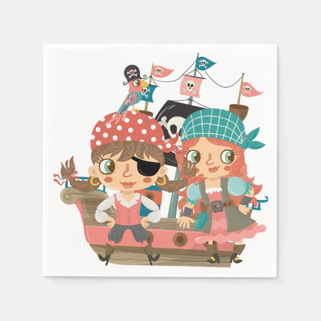 Girly Piraten Serviette (Vorderseite)