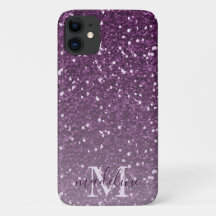 Girly Plum Glitzer Mit Monogramm Name iPhone 11