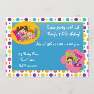 Girly Polka Dots Geburtstagsparty Einladung