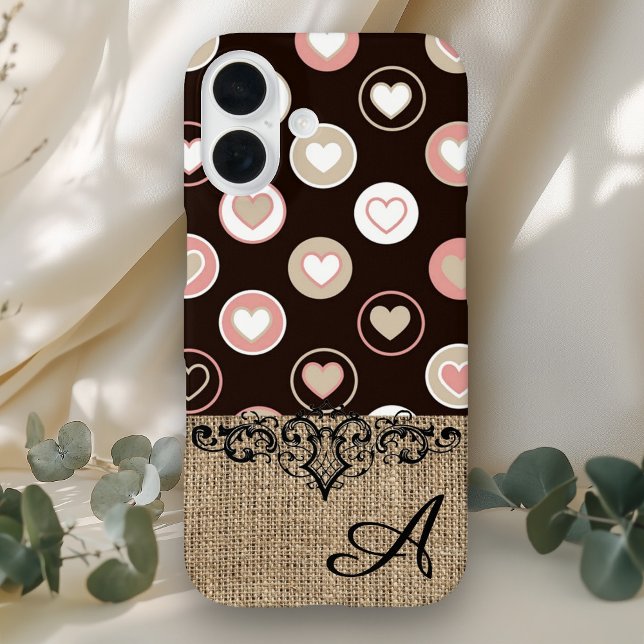 Girly Polka Dots und Burlap Pattern mit Monogramm title_seo2 (Von Creator hochgeladen)