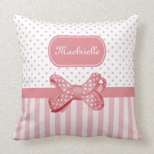 Girly Polka-Punkt-Bogen-niedliche rosa Streifen Kissen
