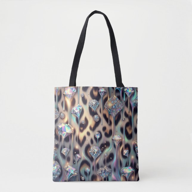 Girly Posh Leopard Print Opal-Tasche Tasche (Vorderseite)
