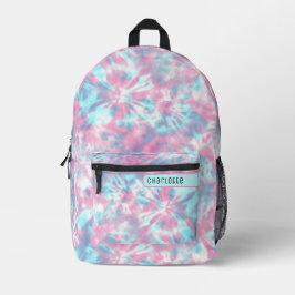 Girly Powder Pink & Electric Blue Shibori Muster Bedruckter Rucksack