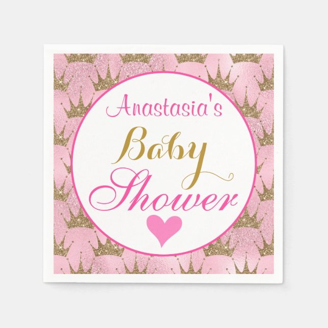 Girly Princess Pink und Gold Glitzer Kinderdusche Serviette (Vorderseite)
