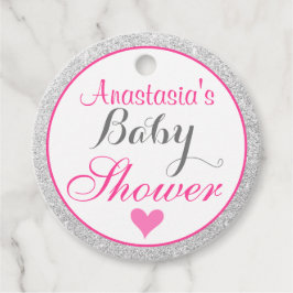Girly Princess Pink und Silver Glitzer Kinderdusch Geschenkanhänger