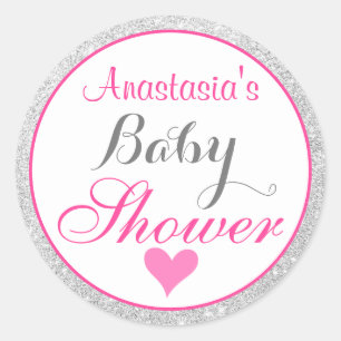 Girly Princess Pink und Silver Glitzer Kinderdusch Runder Aufkleber