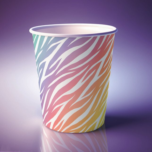 Girly Print Niedlich Trendy Cool Funny Zebra Rainb Pappbecher (Von Creator hochgeladen)