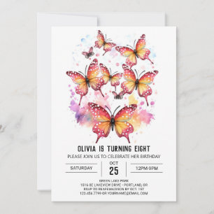 Girly Printable Butterfly Girl Birthday Einladung