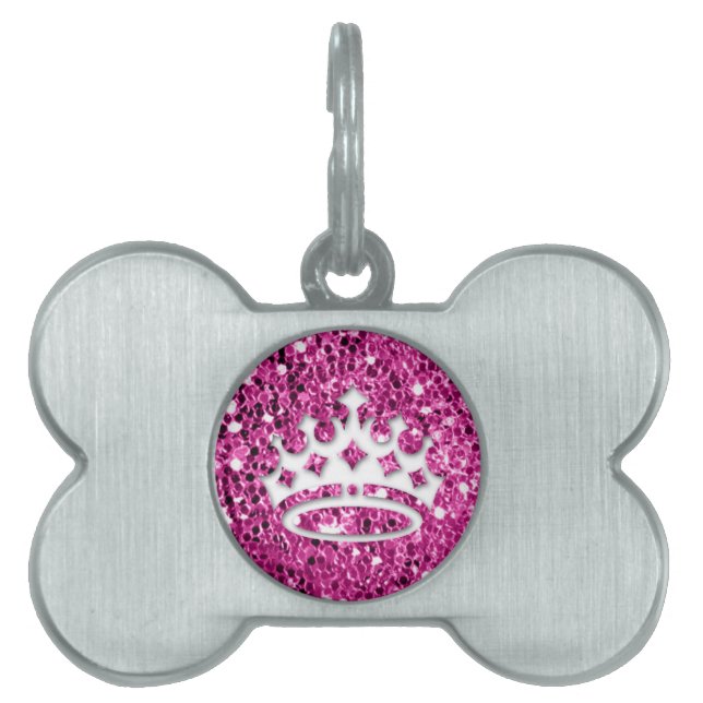 Girly Prinzessin Crown auf rosa Glitzer-Blick Tiermarke (Vorderseite)