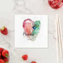 Girly 'Prosecco Princess' Wasserfarbenherz Serviette