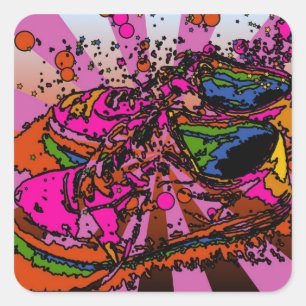Girly Psychedelic Sneakers Quadratischer Aufkleber