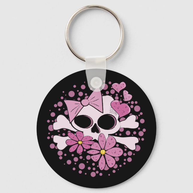 Girly Punk Skull Schlüsselanhänger (Vorderseite)