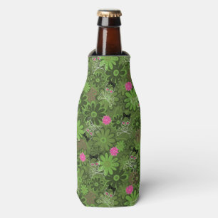 Girly Punk Skulls auf Blume Camouflage Hintergrund Flaschenkühler