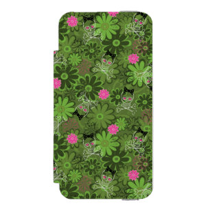 Girly Punkschädel auf Blumen-Camouflagehintergrun Incipio Watson™ iPhone 5 Geldbörsen Hülle