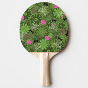 Girly Punkschädel auf Blumen-Camouflagehintergrun Tischtennis Schläger