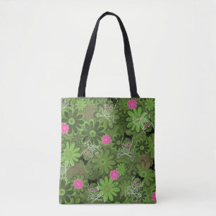 Girly Punkschädel auf Blumen-Camouflagehintergrund Tasche