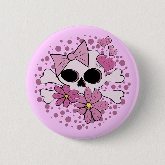 Girly Punkschädel Button (Vorderseite)