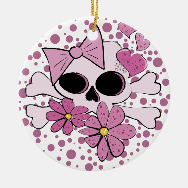 Girly Punkschädel Keramikornament (Vorne)