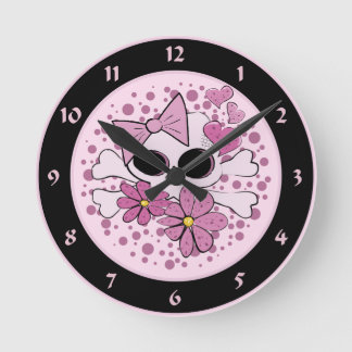 Girly Punkschädel Runde Wanduhr