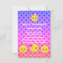 Girly Punkt Emoji Birthday Einladung