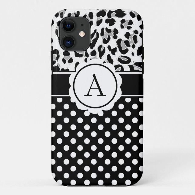 Girly-Punkte und Tiere drucken Monogramm Case-Mate Case-Mate iPhone Hülle (Rückseite)
