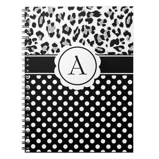 Girly-Punkte und Tiere drucken Monogramm-Notizbuch Notizblock (Vorderseite)