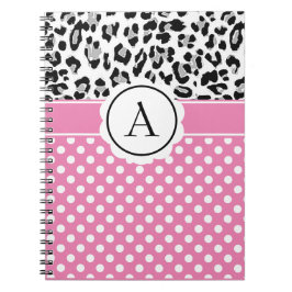 Girly-Punkte und Tiere drucken Monogramm-Notizbuch Notizblock