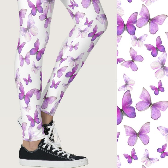 Girly purple butterfly whimsical patterned leggings (Von Creator hochgeladen)