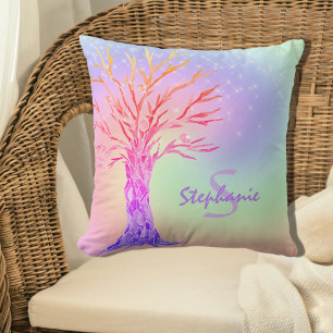 Girly Rainbow Glitzern Monogram Name Pillow Kissen