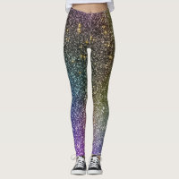 Girly Rainbow Gold Glitzer Ombre Galaxy Socks