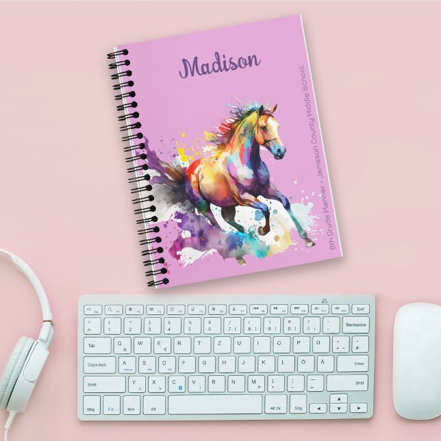 Girly Rainbow Horse Lila Individuelle Name Planer (Von Creator hochgeladen)