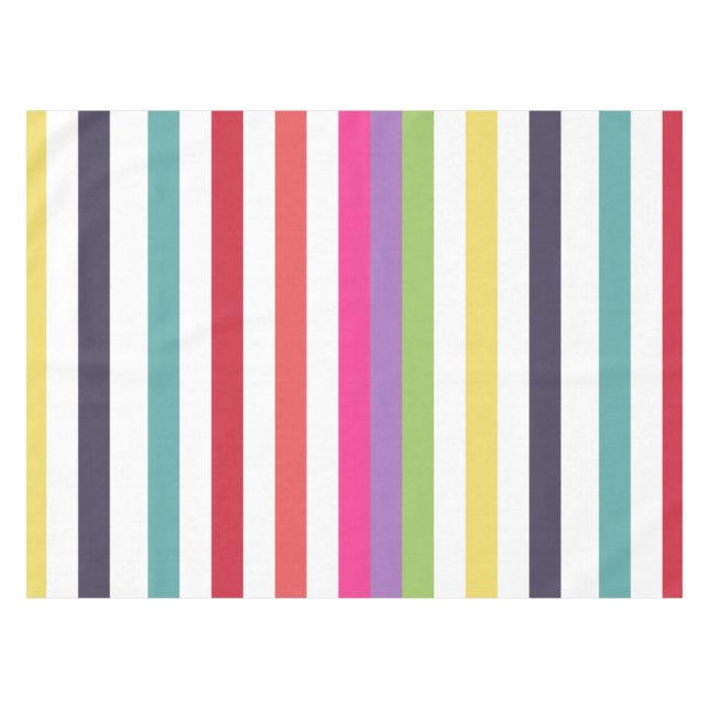Girly Rainbow Wide Horizontal Stripes Muster Tischdecke (Vorderseite (Horizontal))