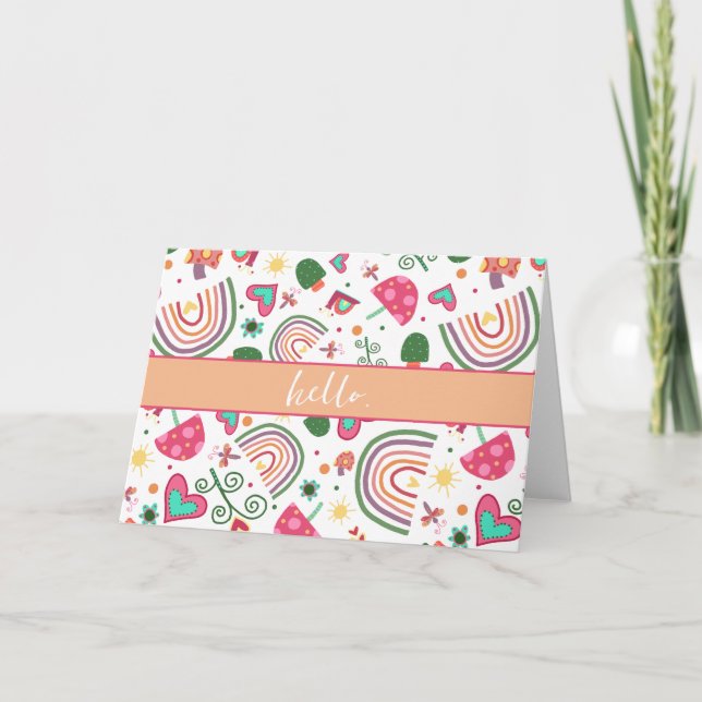 Girly Rainbows Mushrooms Inspirivity Notecard Karte (Vorderseite)