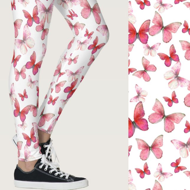 Girly red butterfly whimsical patterned leggings (Von Creator hochgeladen)