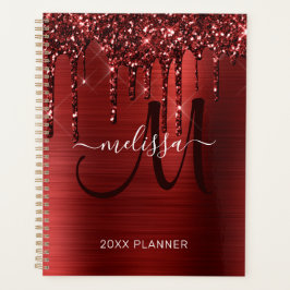 Girly Red Dripping Glitzer Brushed Metal 2023 Planer