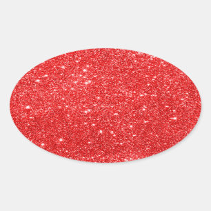 Girly Red Glitzer Ovaler Aufkleber