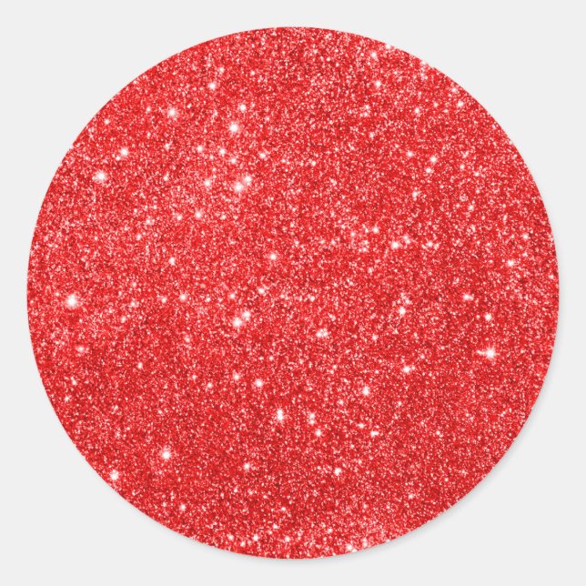 Girly Red Glitzer Runder Aufkleber (Vorderseite)