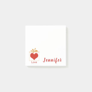 Girly Red Heart in a Gold Box Post-it Klebezettel