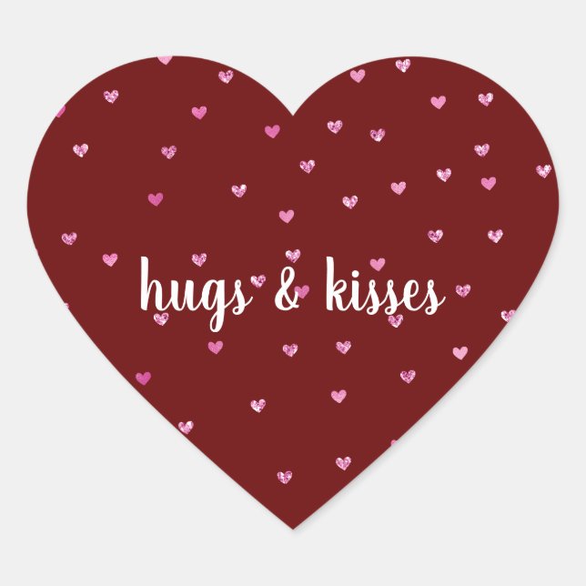 Girly Red Pink Glitzer Glam Hearts Herz-Aufkleber (Vorderseite)