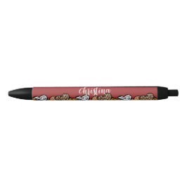 Girly Red Playful Animal Print Herds Name Kugelschreiber