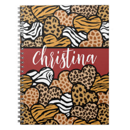 Girly Red Playful Animal Print Herds Name Notizblock