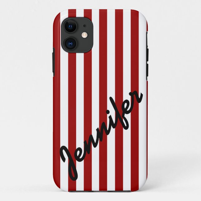 Girly, Red Stripes mit Name iPhone 5 Fall Case-Mate iPhone Hülle (Rückseite)
