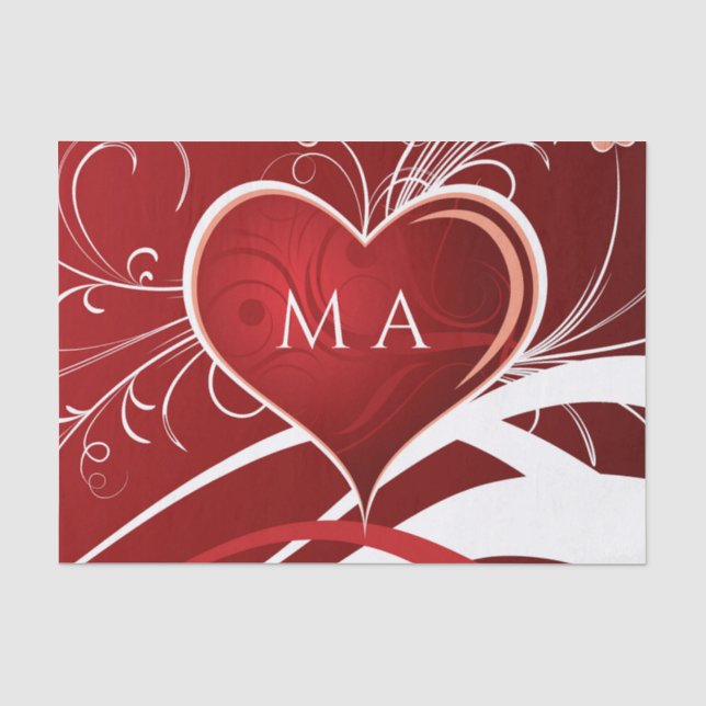 Girly Red & White Abstrakt Heath and Floral Wirbel Seidenpapier (Vorderseite)