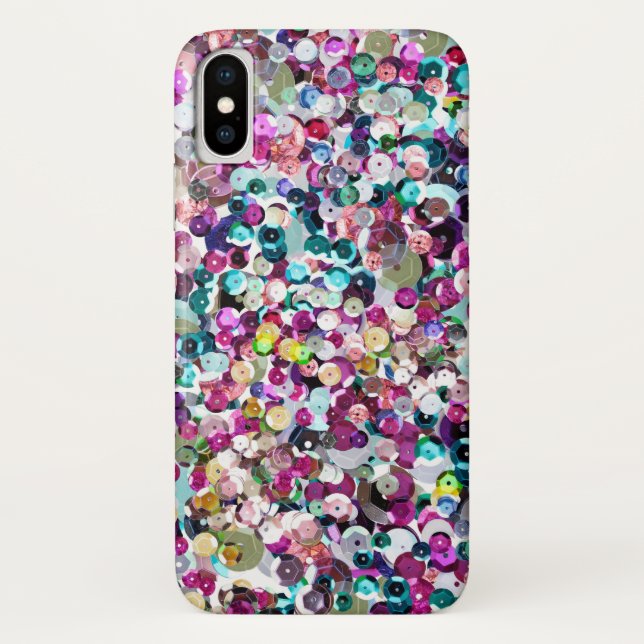 Girly Regenbogen-ImitatSequins Bling Case-Mate iPhone Hülle (Rückseite)