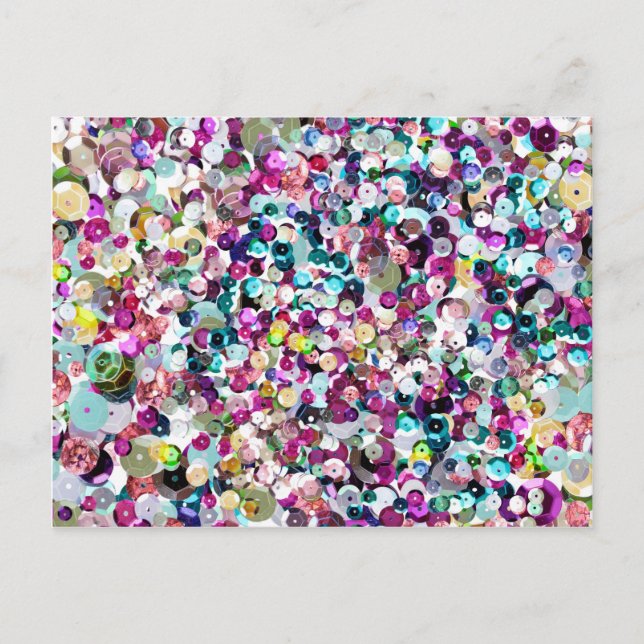 Girly Regenbogen-ImitatSequins Bling Postkarte (Vorderseite)