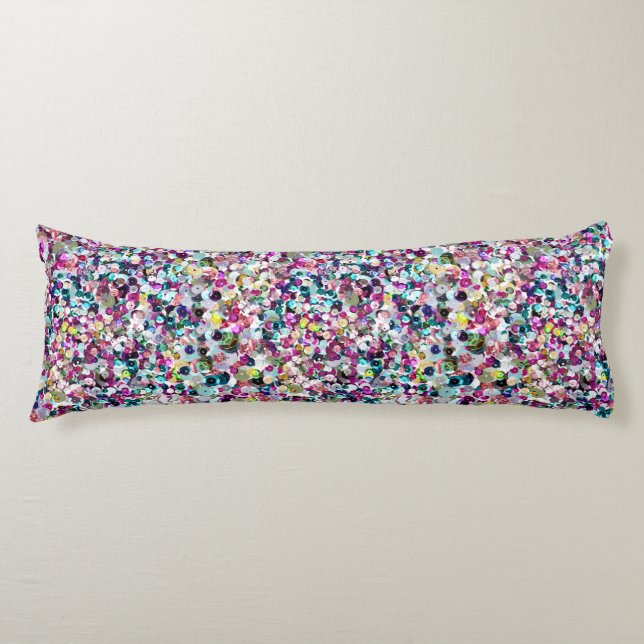 Girly Regenbogen-ImitatSequins Bling Seitenschläferkissen (Vorderseite)