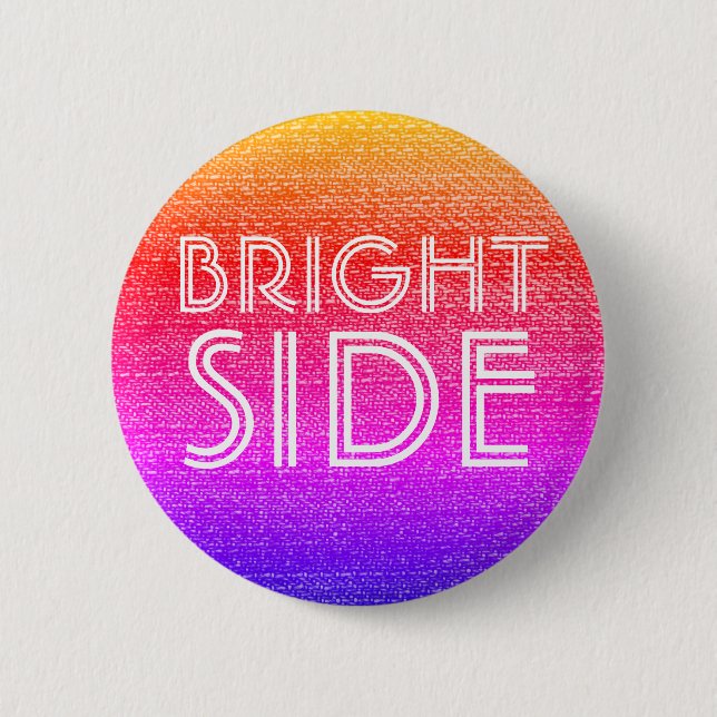 Girly Retro Rainbow Bright Side Happy Button (Vorderseite)