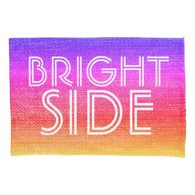 Girly Retro Rainbow Bright Side Happy Kissenbezug (Vorderseite)